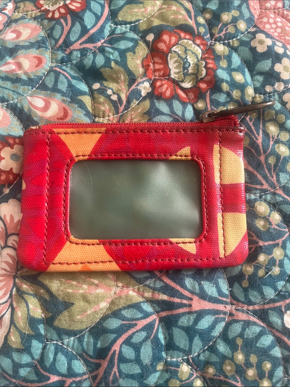 Fossil Key Per Orange and red geometric Coin purse